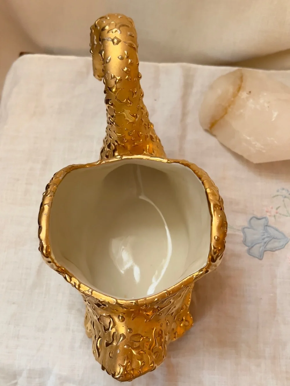 Vintage 22K Weeping Bright Gold Swan Planter MCM Large 9” Flawless